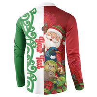 Meri Kirihimete New Zealand Personalised Button Sweatshirt Cute Santa NZ Animals and Pohutukawa LT14 - Polynesian Pride