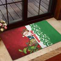 Meri Kirihimete New Zealand Rubber Doormat Cute Santa NZ Animals and Pohutukawa LT14 - Polynesian Pride
