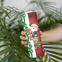 Meri Kirihimete New Zealand Personalised Skinny Tumbler Cute Santa NZ Animals and Pohutukawa LT14 - Polynesian Pride