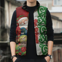 Meri Kirihimete New Zealand Personalised Sleeveless Puffer Jacket Cute Santa NZ Animals and Pohutukawa LT14 - Polynesian Pride