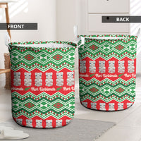 New Zealand Christmas In July Laundry Basket Meri Kirihimete Hei Tiki Taniko Motifs Seamless LT14 - Polynesian Pride
