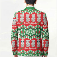 New Zealand Christmas In July Blazer Meri Kirihimete Hei Tiki Taniko Motifs Seamless LT14 - Polynesian Pride