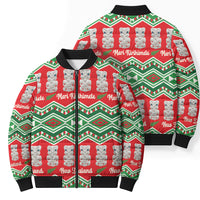 New Zealand Christmas In July Bomber Puffer Jacket Meri Kirihimete Hei Tiki Taniko Motifs Seamless LT14 - Polynesian Pride
