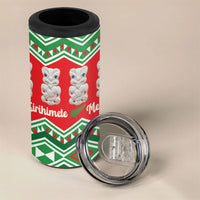 New Zealand Christmas In July 4 in 1 Can Cooler Tumbler Meri Kirihimete Hei Tiki Taniko Motifs Seamless LT14 - Polynesian Pride
