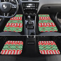 New Zealand Christmas In July Car Mats Meri Kirihimete Hei Tiki Taniko Motifs Seamless LT14 Set 4pcs Red - Polynesian Pride