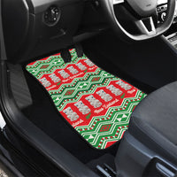 New Zealand Christmas In July Car Mats Meri Kirihimete Hei Tiki Taniko Motifs Seamless LT14 - Polynesian Pride