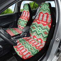 New Zealand Christmas In July Car Seat Cover Meri Kirihimete Hei Tiki Taniko Motifs Seamless LT14 - Polynesian Pride