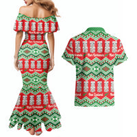 New Zealand Christmas In July Couples Matching Mermaid Dress and Hawaiian Shirt Meri Kirihimete Hei Tiki Taniko Motifs Seamless LT14 - Polynesian Pride