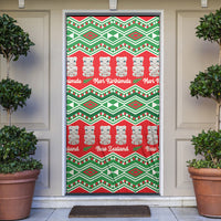 New Zealand Christmas In July Door Cover Meri Kirihimete Hei Tiki Taniko Motifs Seamless LT14 Red - Polynesian Pride