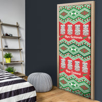 New Zealand Christmas In July Door Cover Meri Kirihimete Hei Tiki Taniko Motifs Seamless LT14 - Polynesian Pride
