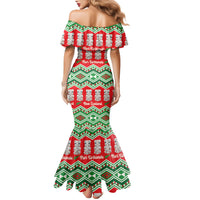 New Zealand Christmas In July Family Matching Mermaid Dress and Hawaiian Shirt Meri Kirihimete Hei Tiki Taniko Motifs Seamless LT14 - Polynesian Pride