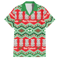 New Zealand Christmas In July Hawaiian Shirt Meri Kirihimete Hei Tiki Taniko Motifs Seamless LT14 Red - Polynesian Pride