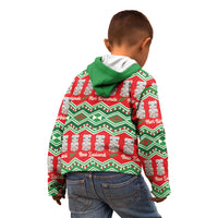 New Zealand Christmas In July Kid Hoodie Meri Kirihimete Hei Tiki Taniko Motifs Seamless LT14 - Polynesian Pride