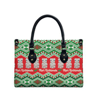 New Zealand Christmas In July Leather Bag Meri Kirihimete Hei Tiki Taniko Motifs Seamless LT14 - Polynesian Pride