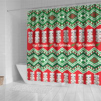 New Zealand Christmas In July Shower Curtain Meri Kirihimete Hei Tiki Taniko Motifs Seamless LT14 - Polynesian Pride