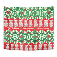 New Zealand Christmas In July Tapestry Meri Kirihimete Hei Tiki Taniko Motifs Seamless LT14 - Polynesian Pride