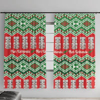 New Zealand Christmas In July Window Curtain Meri Kirihimete Hei Tiki Taniko Motifs Seamless LT14 With Hooks Red - Polynesian Pride