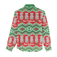 New Zealand Christmas In July Women Casual Shirt Meri Kirihimete Hei Tiki Taniko Motifs Seamless LT14 - Polynesian Pride