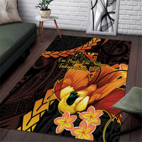 Papua New Guinea Independence Day Area Rug 50th Anniversary Papua Niu Gini Bird Of Paradise LT14 Black - Polynesian Pride
