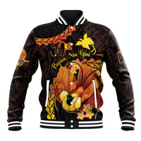 Papua New Guinea Independence Day Baseball Jacket 50th Anniversary Papua Niu Gini Bird Of Paradise LT14 Unisex Black - Polynesian Pride