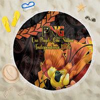 Papua New Guinea Independence Day Beach Blanket 50th Anniversary Papua Niu Gini Bird Of Paradise LT14 One Size 150cm Black - Polynesian Pride