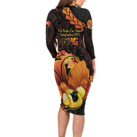 Papua New Guinea Independence Day Family Matching Long Sleeve Bodycon Dress and Hawaiian Shirt 50th Anniversary Papua Niu Gini Bird Of Paradise LT14 - Polynesian Pride