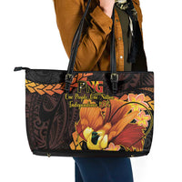 Papua New Guinea Independence Day Leather Tote Bag 50th Anniversary Papua Niu Gini Bird Of Paradise LT14 - Polynesian Pride