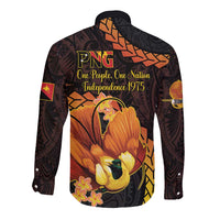 Papua New Guinea Independence Day Long Sleeve Button Shirt 50th Anniversary Papua Niu Gini Bird Of Paradise LT14 - Polynesian Pride