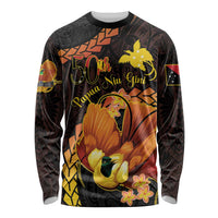 Papua New Guinea Independence Day Long Sleeve Shirt 50th Anniversary Papua Niu Gini Bird Of Paradise LT14 Unisex Black - Polynesian Pride