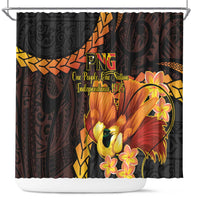 Papua New Guinea Independence Day Shower Curtain 50th Anniversary Papua Niu Gini Bird Of Paradise LT14 Black - Polynesian Pride