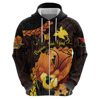 Papua New Guinea Independence Day Zip Hoodie 50th Anniversary Papua Niu Gini Bird Of Paradise LT14 - Polynesian Pride