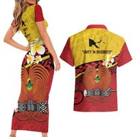Papua New Guinea Independence Day Couples Matching Short Sleeve Bodycon Dress and Hawaiian Shirt Since 1975 Unity In Diversity LT14 - Polynesian Pride
