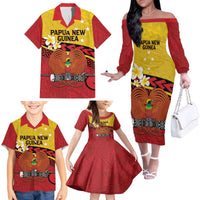 Papua New Guinea Independence Day Family Matching Off The Shoulder Long Sleeve Dress and Hawaiian Shirt Since 1975 Unity In Diversity LT14 - Polynesian Pride
