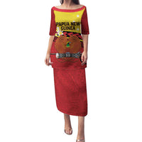 Papua New Guinea Independence Day Family Matching Puletasi and Hawaiian Shirt Since 1975 Unity In Diversity LT14 Mom's Dress Red - Polynesian Pride
