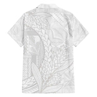 Samoa White Sunday Family Matching Off Shoulder Short Dress and Hawaiian Shirt Lotu Tamaiti Siapo With Teuila LT14 - Polynesian Pride