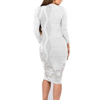 Tonga White Sunday Family Matching Long Sleeve Bodycon Dress and Hawaiian Shirt Manuia le Aso Sa o Tamaiti Heilala With Ngatu Pattern LT14 - Polynesian Pride