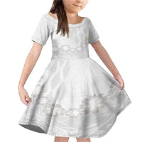 Tonga White Sunday Family Matching Mermaid Dress and Hawaiian Shirt Manuia le Aso Sa o Tamaiti Heilala With Ngatu Pattern LT14 Daughter's Dress White - Polynesian Pride