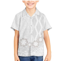 Tonga White Sunday Family Matching Mermaid Dress and Hawaiian Shirt Manuia le Aso Sa o Tamaiti Heilala With Ngatu Pattern LT14 Son's Shirt White - Polynesian Pride