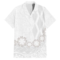 Tonga White Sunday Family Matching Off Shoulder Maxi Dress and Hawaiian Shirt Manuia le Aso Sa o Tamaiti Heilala With Ngatu Pattern LT14 Dad's Shirt - Short Sleeve White - Polynesian Pride