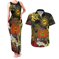Papua New Guinea 50th Independence Anniversary Couples Matching Tank Maxi Dress and Hawaiian Shirt Independen Stet bilong Papua Niu Gini LT14 Black - Polynesian Pride