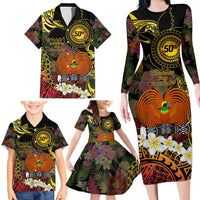 Papua New Guinea 50th Independence Anniversary Family Matching Long Sleeve Bodycon Dress and Hawaiian Shirt Independen Stet bilong Papua Niu Gini LT14 - Polynesian Pride