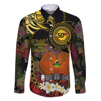 Papua New Guinea 50th Independence Anniversary Family Matching Short Sleeve Bodycon Dress and Hawaiian Shirt Independen Stet bilong Papua Niu Gini LT14 Dad's Shirt - Long Sleeve Black - Polynesian Pride