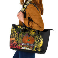Papua New Guinea 50th Independence Anniversary Leather Tote Bag Independen Stet bilong Papua Niu Gini LT14 Black - Polynesian Pride