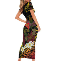 Papua New Guinea 50th Independence Anniversary Short Sleeve Bodycon Dress Independen Stet bilong Papua Niu Gini LT14 - Polynesian Pride
