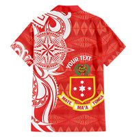 Personalised Kolisi Tonga Family Matching Long Sleeve Bodycon Dress and Hawaiian Shirt Mate Maa Tonga Ngatu Pattern LT14 - Polynesian Pride
