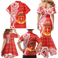 Personalised Kolisi Tonga Family Matching Mermaid Dress and Hawaiian Shirt Mate Maa Tonga Ngatu Pattern LT14 - Polynesian Pride