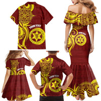 Personalised Tonga High School Family Matching Mermaid Dress and Hawaiian Shirt THS Tongan Ngatu Pattern LT14 - Polynesian Pride