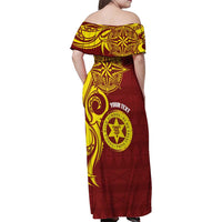 Personalised Tonga High School Family Matching Off Shoulder Maxi Dress and Hawaiian Shirt THS Tongan Ngatu Pattern LT14 - Polynesian Pride