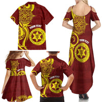 Personalised Tonga High School Family Matching Summer Maxi Dress and Hawaiian Shirt THS Tongan Ngatu Pattern LT14 - Polynesian Pride