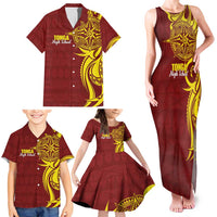 Personalised Tonga High School Family Matching Tank Maxi Dress and Hawaiian Shirt THS Tongan Ngatu Pattern LT14 - Polynesian Pride